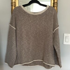 Miracle USA light cotton, linen cropped sweater in tan and cream S/M